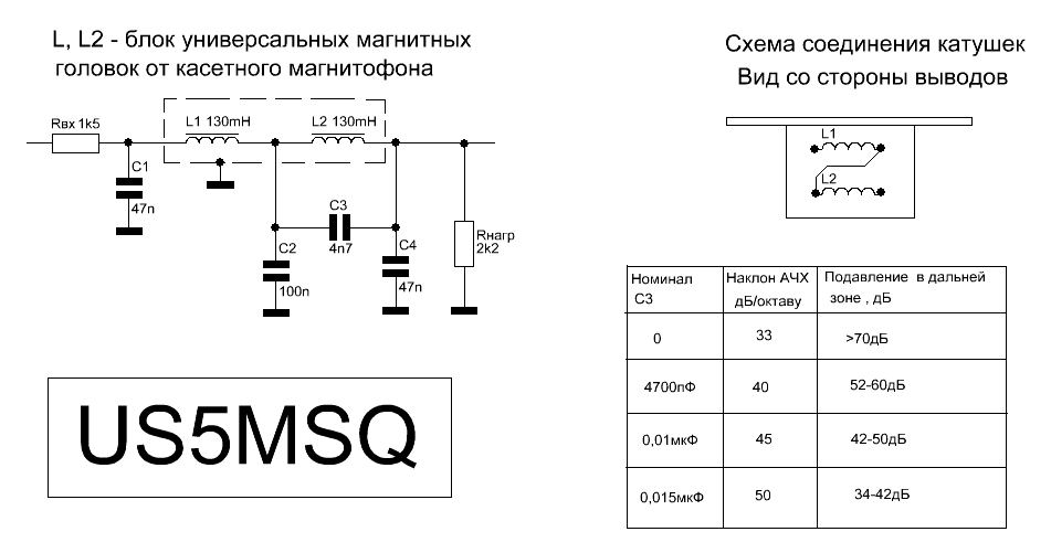 ФНЧ ППП на магнитофонной ГУ US5MSQ